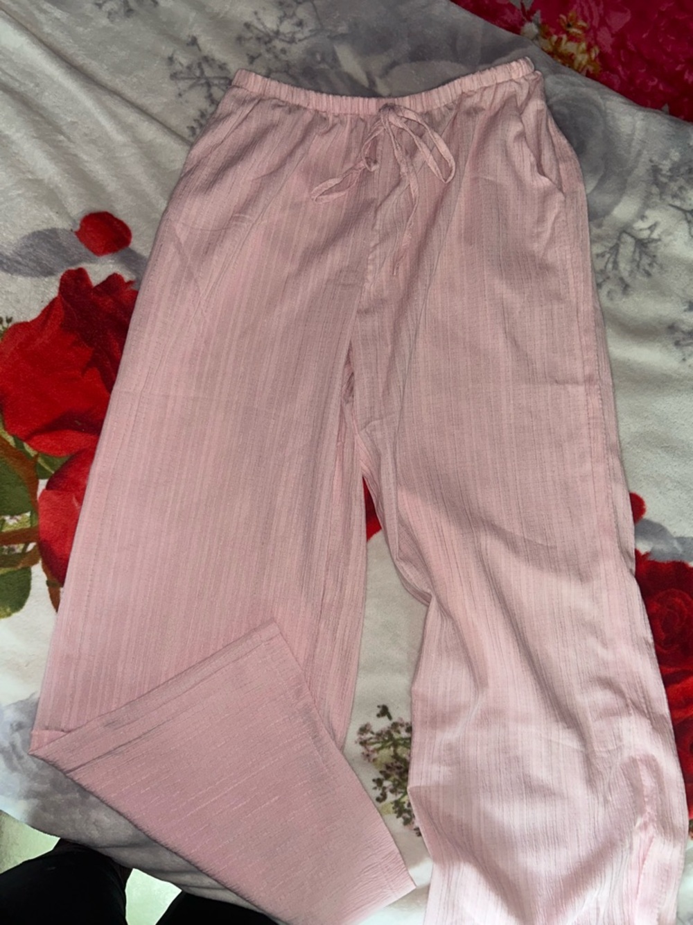 Light Pink Drawstring Lounge Pants [LINEN MATERIAL]